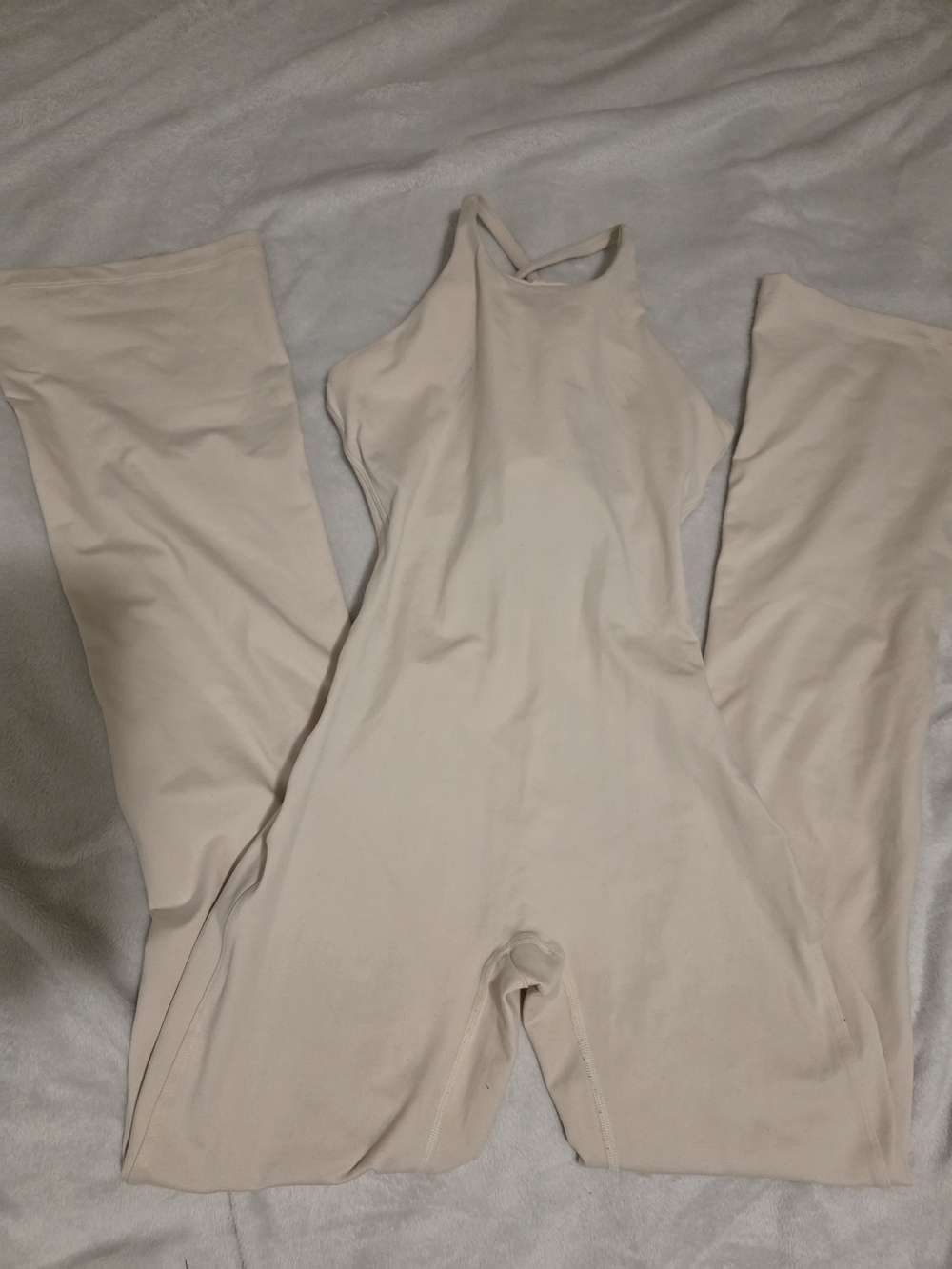 Bombshell Sportswear Cream Halter Jumpsuit